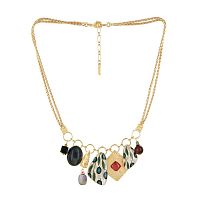 Колье TARATATA, Olive, яшма Камбаба,тигр.глаз, лабрадорит, агат, TT-W25-02102-20M золотистый